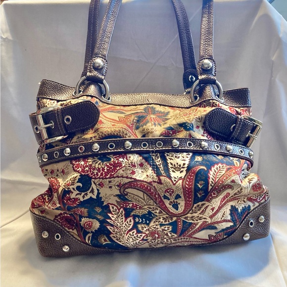 Elegant Brown and Multicolor Women's Satchel - Picture 1 of 5